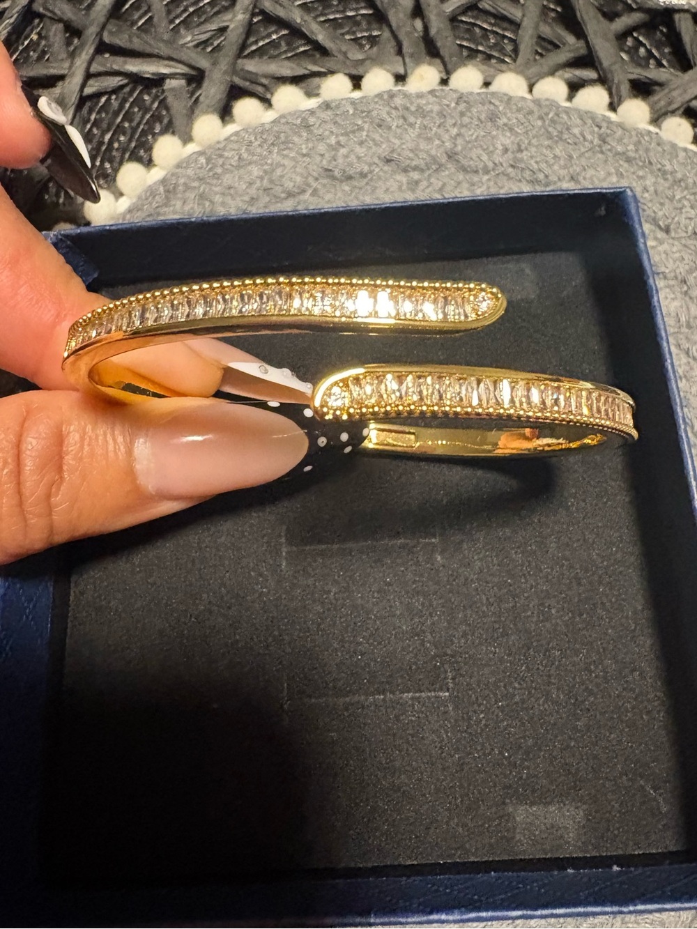 Gold Crystal Open-Ended Cuff Bracelet - Women Jewelry